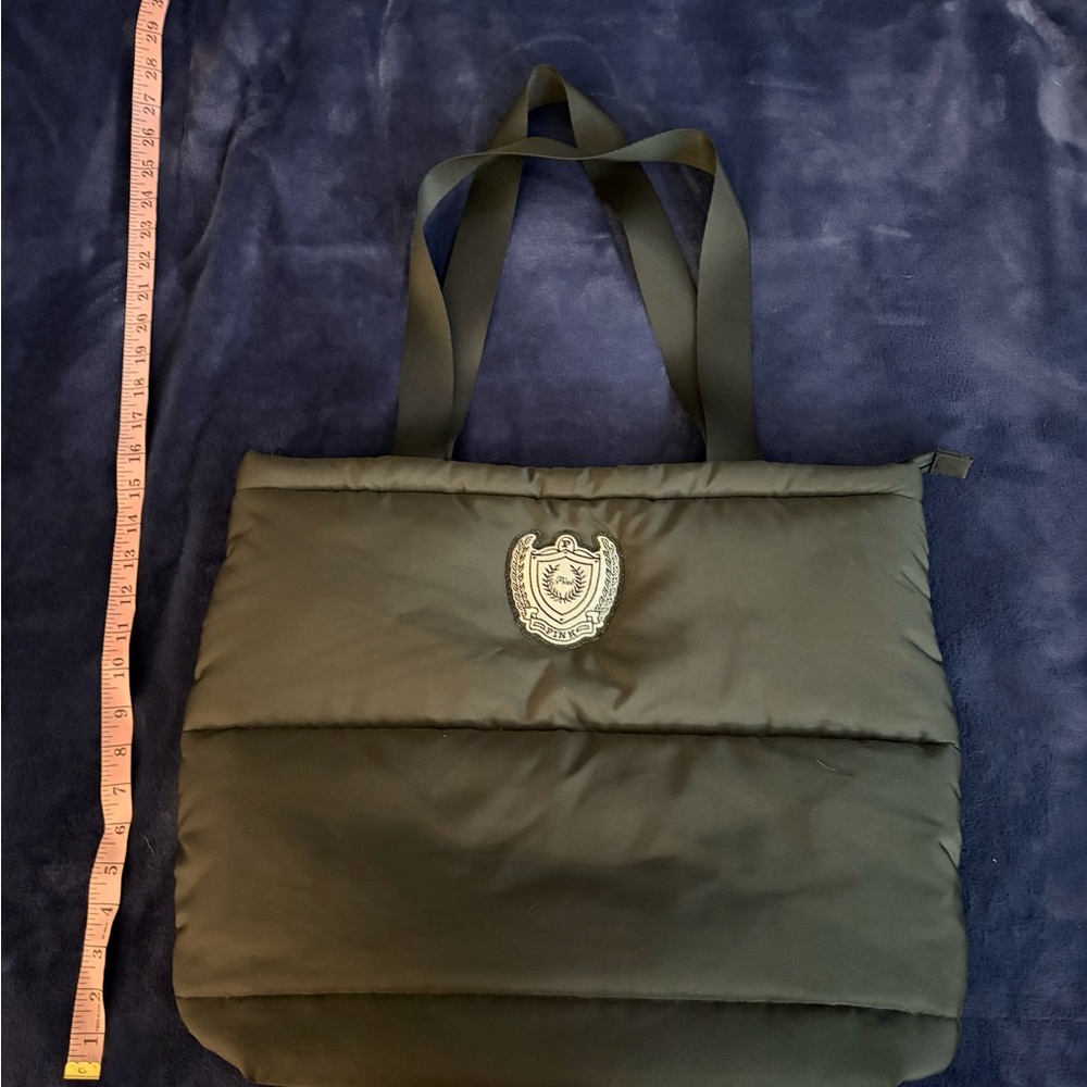 VS PINK black puffer tote bag